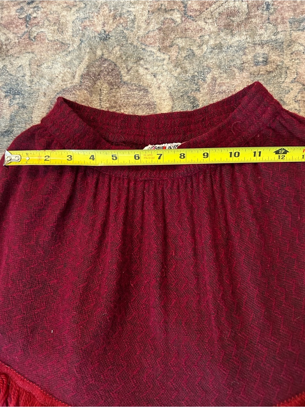 Yves Saint Laurent Vintage 1970-80s Burgundy Fringe Tiered Maxi Skirt - Picture 5 of 6